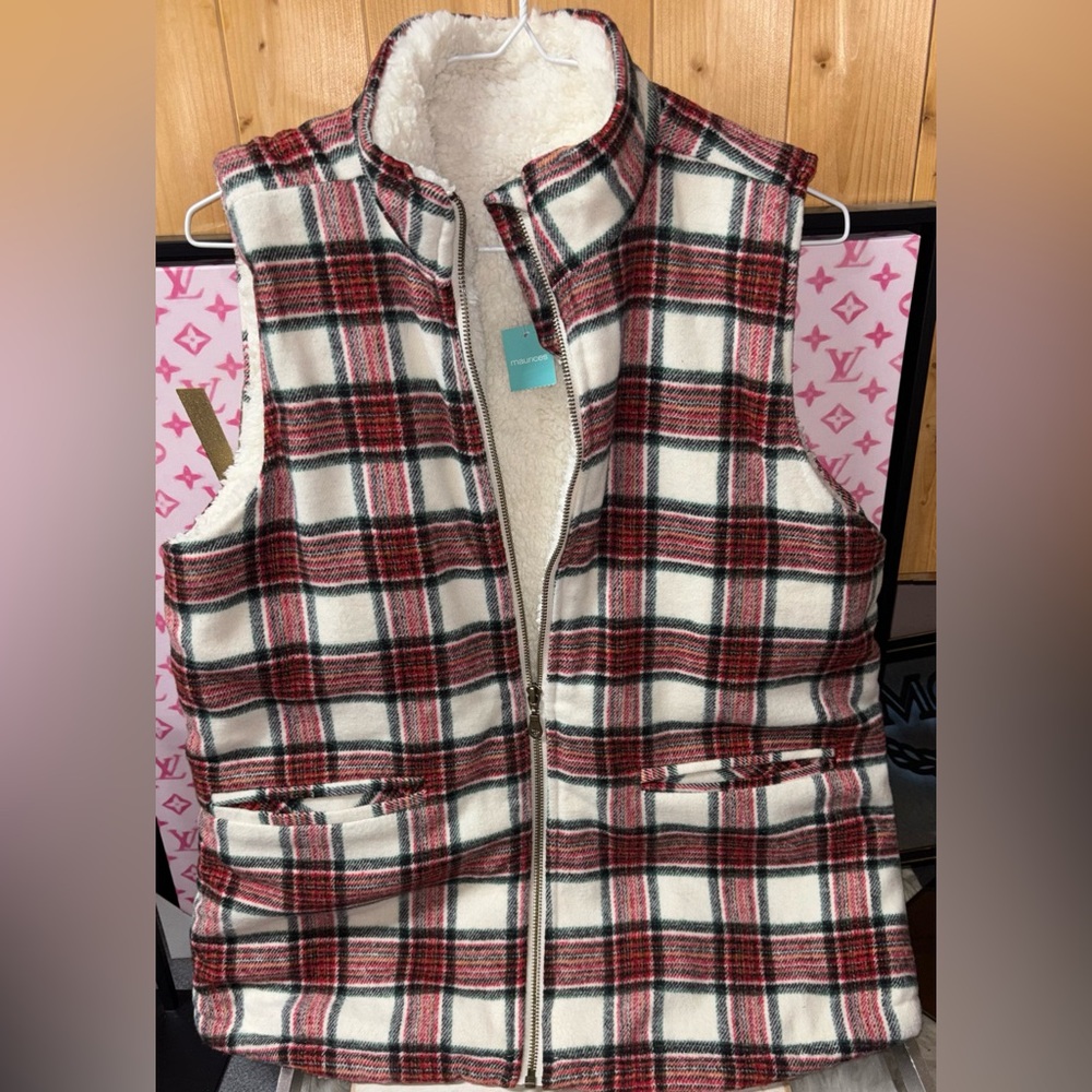 Plaid Maurice’s vest NWT